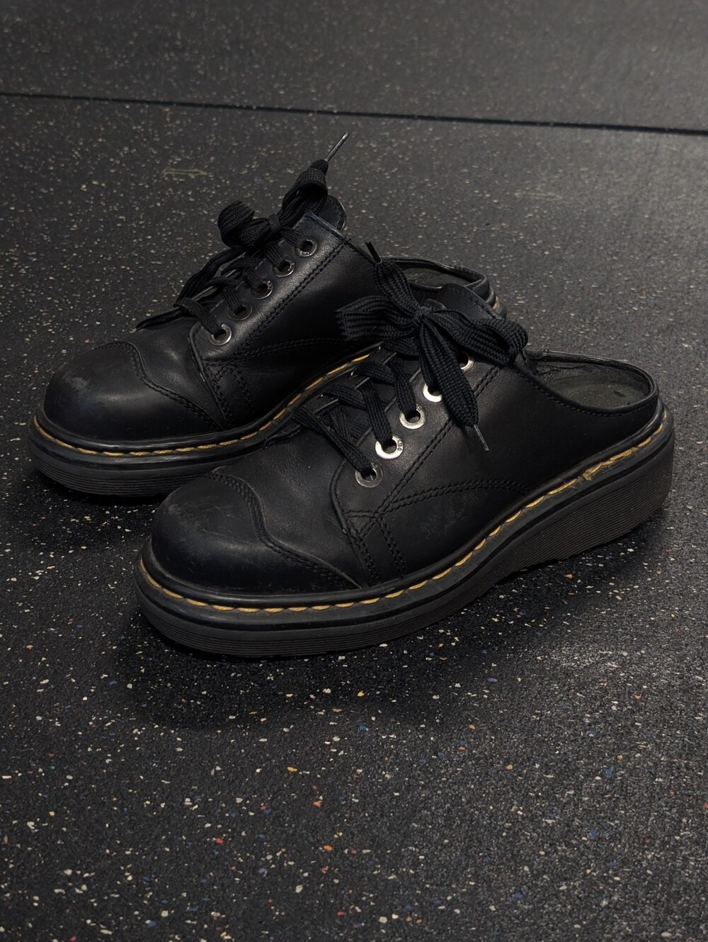 Dr. Martens black leather mule oxford lace up 9936